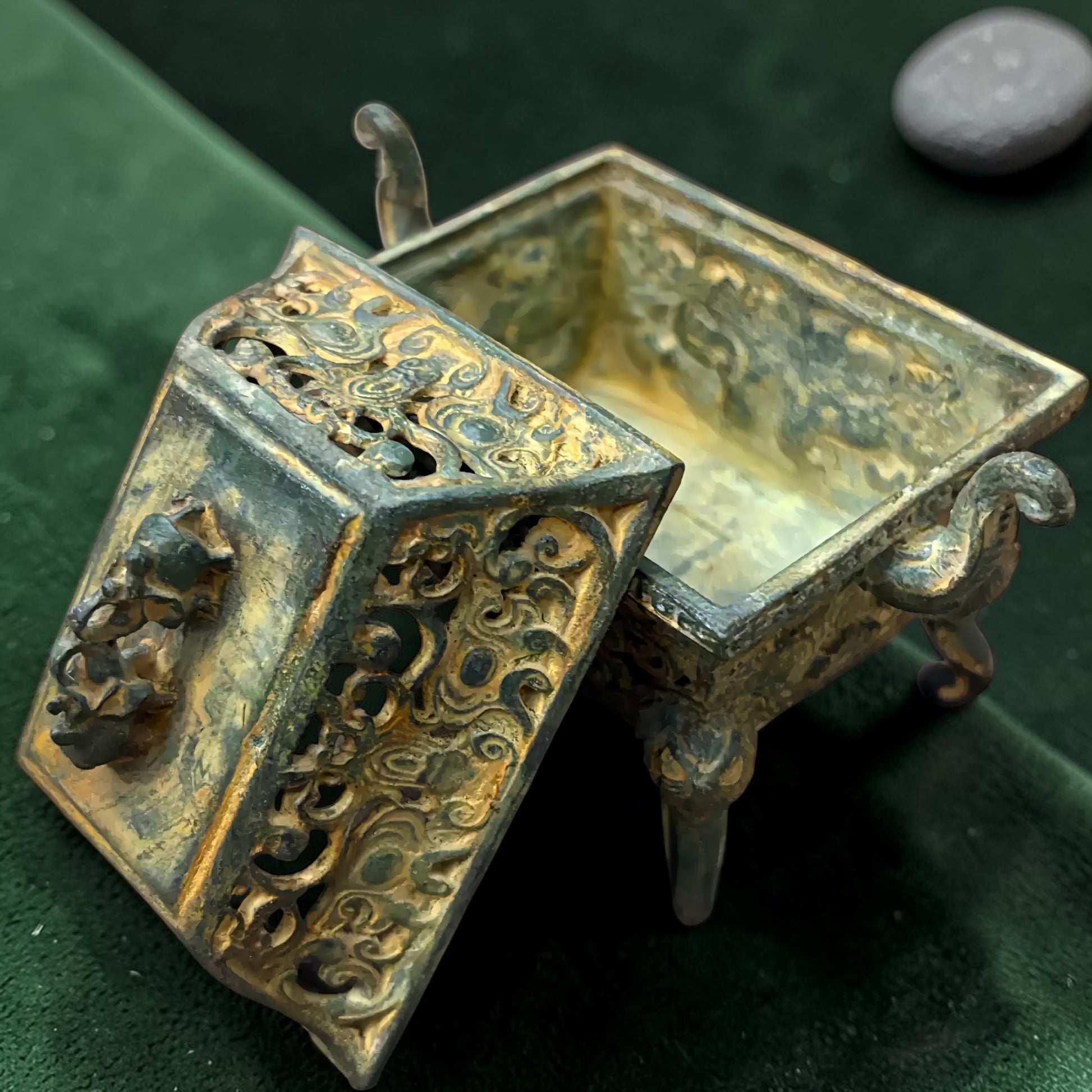 Tibetan Brass Elephant Incense Burner size reference