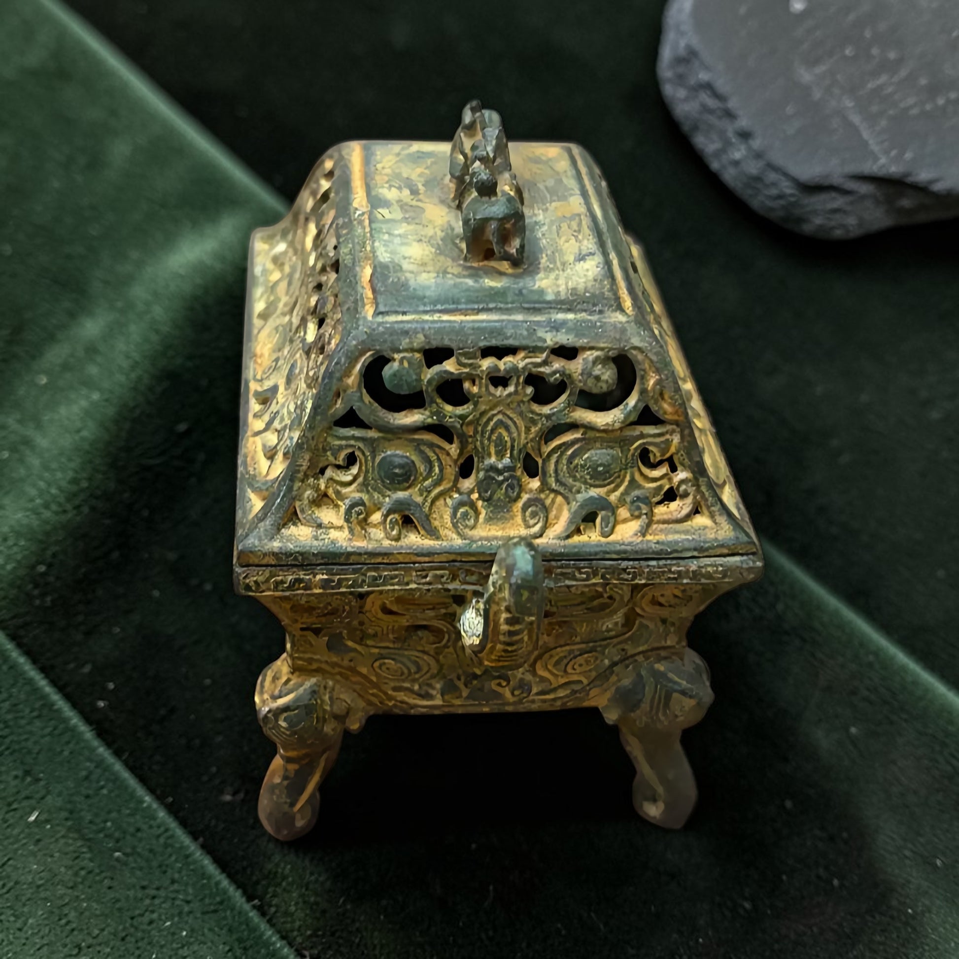 Tibetan Brass Elephant Incense Burner size reference
