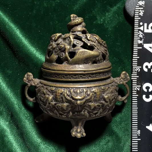 Primary product image of Tibetan Copper Dragon Incense Burner - Raised Relief