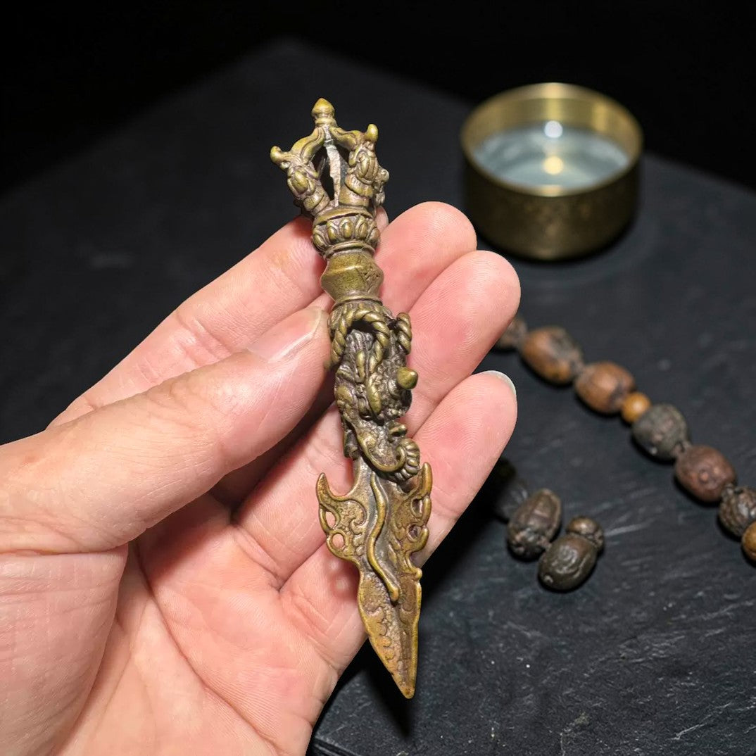 Dragon Pendant, Copper Amulet Charm detail view 2