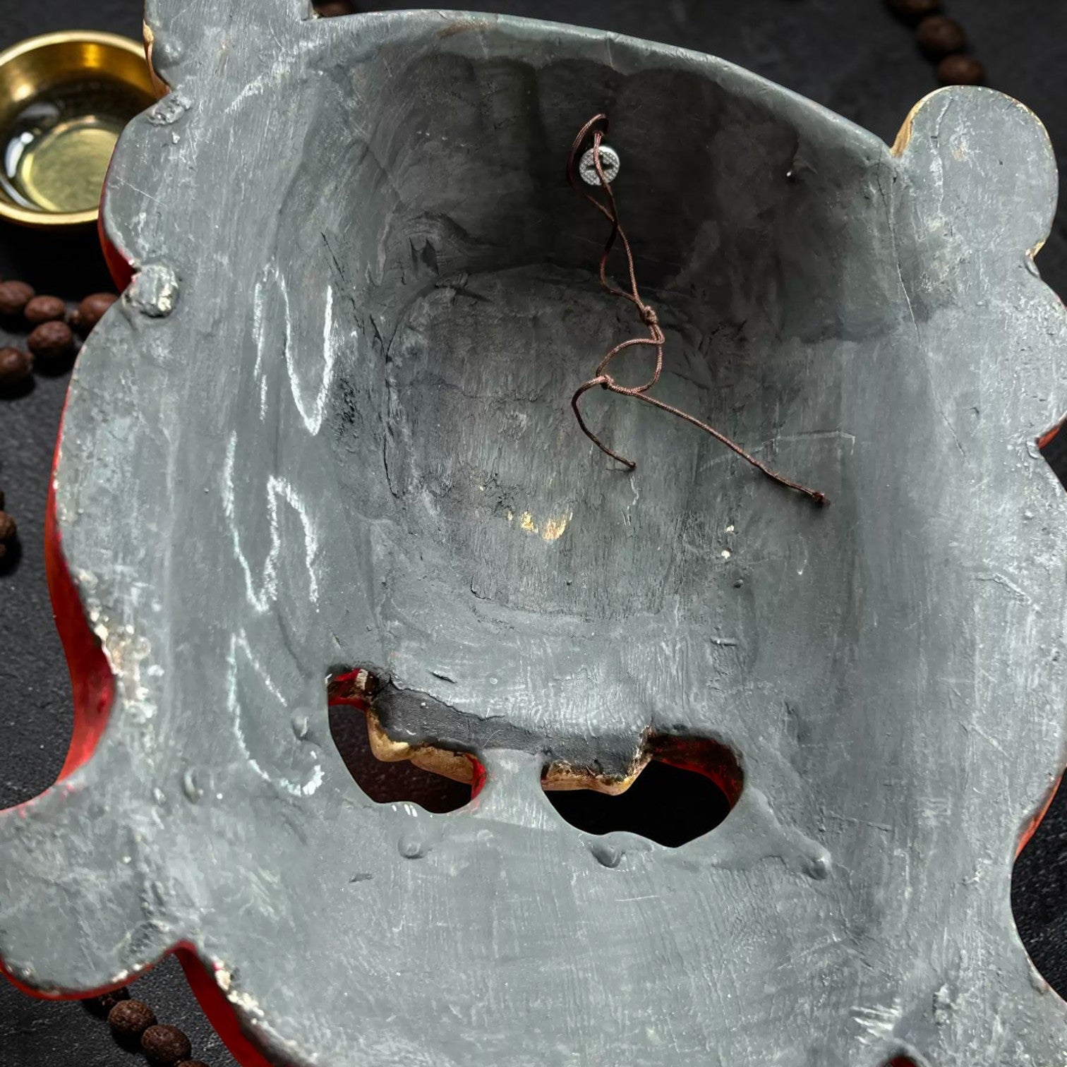 Hand-Painted Buddhist Mask, Brass Wall Accent weight reference