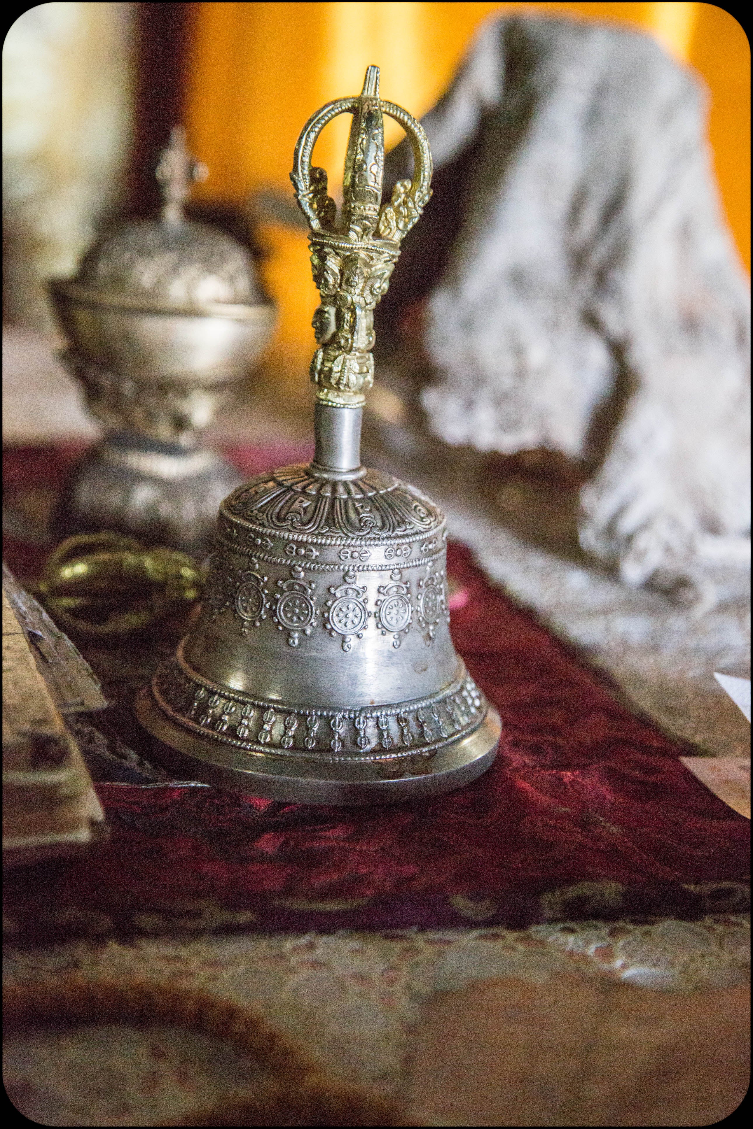 Ritual bell and vajra detail for altar styling
